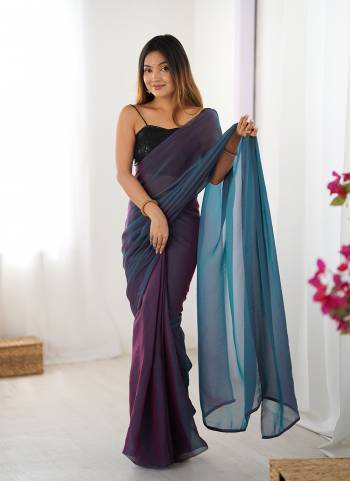 Attrective These Party Wear Ready To Wear Saree in Fine Two Tone Colored.These Saree Are Glassy Two Tone And Blouse is Georgette Fabricated.Its Beautified With Two Tone Color Solid With Sequance Embroidery Work Blouse.