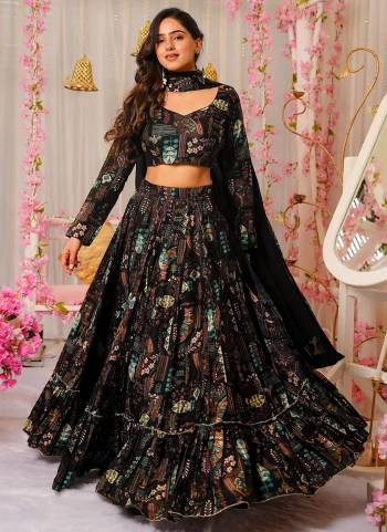 Attrective Looking These Beautiful Looking Readymade Crop Top Lahenga And Dupatta.These Top And Lahenga is Fabricated On Air Tex Chinon And Georgette Dupatta.Its Beautified With Designer Digital Printed.