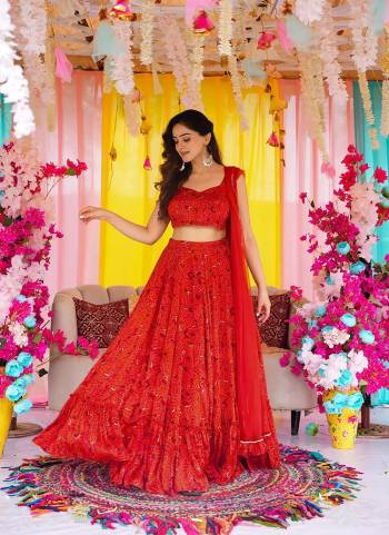 Attrective Looking These Beautiful Looking Readymade Crop Top Lahenga And Dupatta.These Top And Lahenga is Fabricated On Air Tex Chinon And Georgette Dupatta.Its Beautified With Designer Digital Printed.