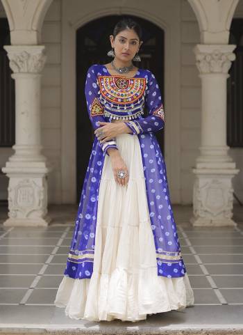 Looking These Navratri Special Lehenga Kurti in Fine Colored. These Lehenga Are Kora Cotton And Kurti Are Fabricated On Faux Georgette Fabriced. It is Beautified With Designer Bandhani Printed With Traditional Kutchi Patch Work.