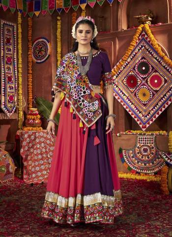 Attrective These Navratri Special Lehenga Choli in Fine Colored.These Lehenga Are Viscose Cotton And Blouse Are Viscose Cotton And Dupatta Are Fabricated On Viscose Silk.Its Beautified With Designer Multy Thread,Mirror Embroidery,Hand Work.