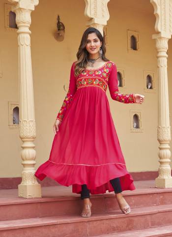 Looking These Beautiful Navratri Readymade Kurti.These Kurti is Fabricated On Rayon.Its Beautified With Designer Kutchi Gamthi Embroidery Work.