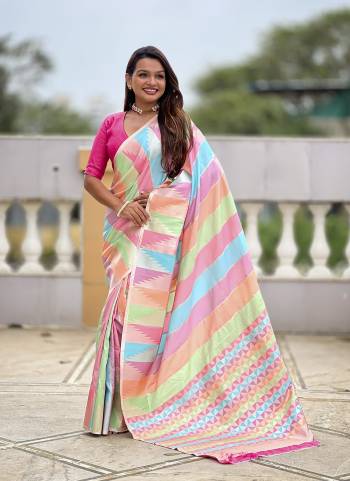 Garb These Party Wear Saree in Fine Colored.These Saree And Blouse is Fabricated On Soft Silk.Its Beautified With Multy Color Weaving Designer.