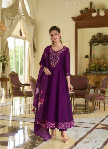 Garb These Beautiful Looking Readymade Suits.These Top Are Vichitra Silk And Bottom Are Vichitra Silk And Dupatta Are Russion Silk Fabricated.Its Beautified With Designer  Embroidery,Hand Work With Digital Printed Dupatta.