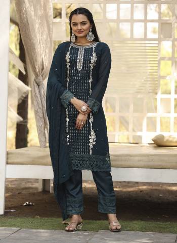 Attrective These Party Wear Suit in Fine Colored Pair With Bottom And Dupatta.These Top Are Georgette And Dupatta Are Fabricated On Georgette Pair With Santoon Bottom.Its Beautified With Designer Heavy Embroidery Work.