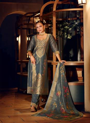 Attractive These Beautiful Looking Readymade Suits.These Top Are Shimmer Silk And Bottom Are Shimmer Silk And Dupatta Are Shimmer Silk Fabricated.Its Beautified With Wevon Jacquard Jari Designer,Hand Work With Digital Printed Dupatta.