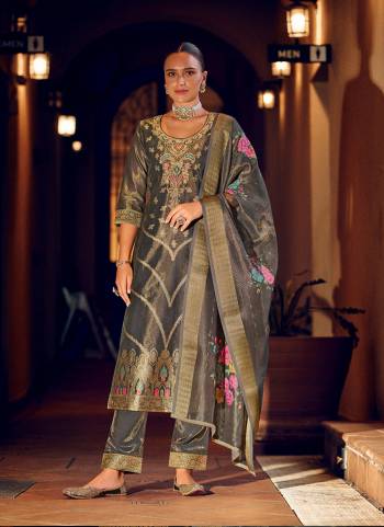 Attractive These Beautiful Looking Readymade Suits.These Top Are Shimmer Silk And Bottom Are Shimmer Silk And Dupatta Are Shimmer Silk Fabricated.Its Beautified With Wevon Jacquard Jari Designer,Hand Work With Digital Printed Dupatta.