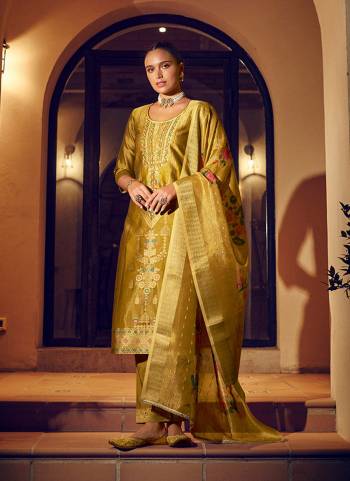 Attractive These Beautiful Looking Readymade Suits.These Top Are Shimmer Silk And Bottom Are Shimmer Silk And Dupatta Are Shimmer Silk Fabricated.Its Beautified With Wevon Jacquard Jari Designer,Hand Work With Digital Printed Dupatta.