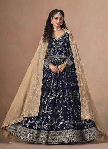 Looking These Beautiful Party Wear Fine Color Anarkali Suits.These Top Are Faux Georgette And Dupatta Are Organza And Bottom Santoon Fabricated.Its Beautified With Designer Heavy Embroidery Work.