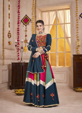 Attrective These Navratri Special Lehenga Choli in Fine Colored.These Lehenga Are Viscose Cotton And Blouse Are Viscose Cotton And Dupatta Are Fabricated On Viscose Cotton.Its Beautified With Designer Multy Thread,Mirror Embroidery,Hand Work.