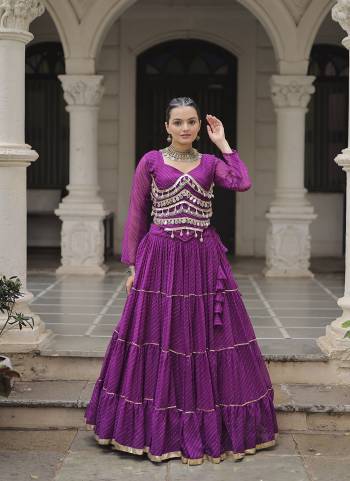 Attractive These Navratri Special Lehenga Choli in Fine Colored. These Lehenga Are Faux Georgette And Blouse Are Fabricated On Faux Georgette Fabriced. It is Beautified With Lahariya Printed Designer With Mirror Lace Work.