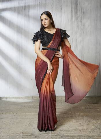 Look Attrective These Designer Party Wear Ready To Wear Saree With Blouse in Fine Colored.These Saree Are Two Tone Satin Silk And Blouse Organza Silk is Fabricated.Its Beautified Shaded Printed With Beads Embroidery Work.