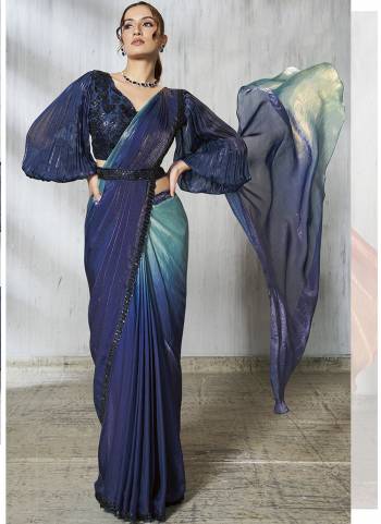 Look Attrective These Designer Party Wear Ready To Wear Saree With Blouse in Fine Colored.These Saree Are Two Tone Satin Silk And Blouse Organza Silk is Fabricated.Its Beautified Shaded Printed With Beads,Sequance Embroidery Work.