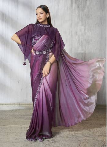 Look Attrective These Designer Party Wear Ready To Wear Saree With Blouse in Fine Colored.These Saree Are Two Tone Satin Silk And Blouse Soft Taffeta is Fabricated.Its Beautified Shaded Printed With Beads Embroidery Work.