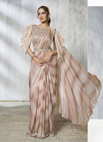Look Attrective These Designer Party Wear Ready To Wear Saree With Blouse in Fine Colored.These Saree Are Two Tone Satin Silk And Blouse Japan Crepe is Fabricated.Its Beautified Shaded Lahariya Printed With Beads Embroidery Work.