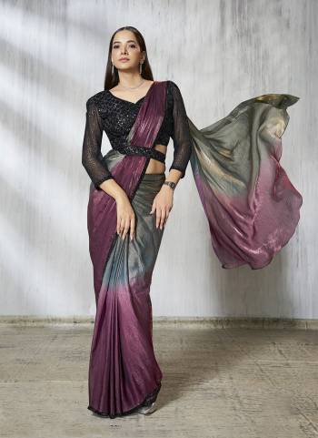 Look Attrective These Designer Party Wear Ready To Wear Saree With Blouse in Fine Colored.These Saree Are Two Tone Satin Silk And Blouse Organza Silk is Fabricated.Its Beautified Shaded Printed With Beads,Sequance Embroidery Work.
