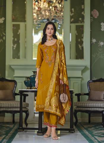 Attractive These Beautiful Looking Readymade Suits.These Top Are Viscose And Bottom Are Viscose And Dupatta Are Jacquard Silk Fabricated.Its Beautified With Designer Embroidery,Hand Work And Woven Jacquard Dupatta.
