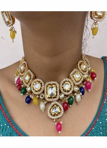 Attrective These Partywear Beautifil Colored Nacklace Set.These Nacklace Set is Come To Alloy Material And Beautified With Kundan Stone Work.