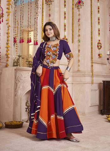 Attrective These Navratri Special Lehenga Choli in Fine Colored.These Lehenga Are Viscose Cotton And Blouse Are Viscose Cotton And Dupatta Are Fabricated On Viscose Cotton.Its Beautified With Designer Multy Thread,Mirror Embroidery,Hand Work.