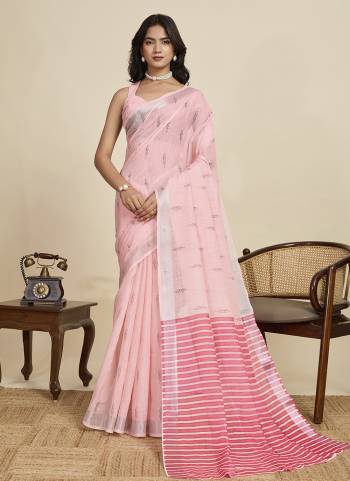 Looking This Party Wear  Saree Paired With Blouse.This Saree And Blouse Are Linen Fabricated With Wevon Jari Border With Designer Digital Printed. Buy This Pretty Saree Now.