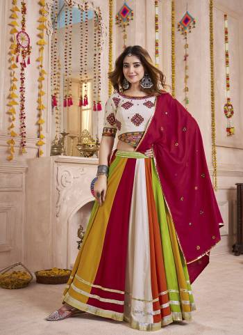 Looking These Navratri Special Lehenga Choli in Fine Colored.These Lehenga Are Viscose Cotton And Blouse Are Viscose Cotton And Dupatta Are Fabricated On Viscose Cotton.Its Beautified With Designer Multy Thread,Mirror Embroidery,Hand Work.