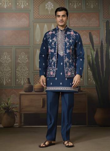 Attrective These Party Wear Readymade Kurta Payjama With Jacket Pair in Fine Colored.These Kurta Payjama And Jacket Are Viscose Silk Fabricated on Pair.Its Beautified With Designer Multy Thread,Sequance Embroidery Work.