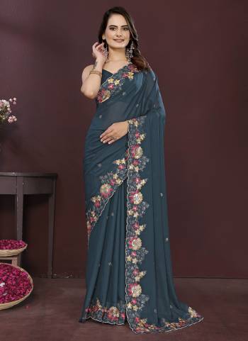 Attrective These Party Wear Saree in Fine Colored.These Saree Are Star Georgette And Blouse is Art Silk Fabricated.Its Beautified With Designer Jari Embroidery Work.