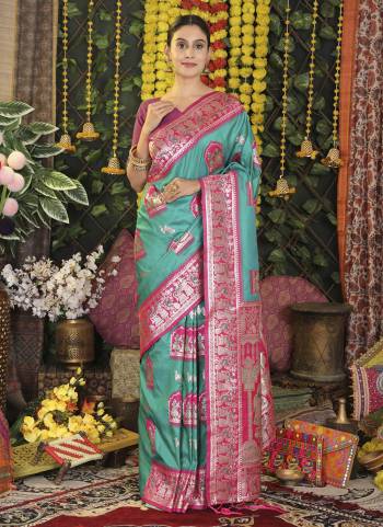 Garb These Fastive And Party Wear Saree in Fine Colored.These Saree And Blouse is Fabricated On Silk.Its Beautified With Heavy Woven Jari Designer.