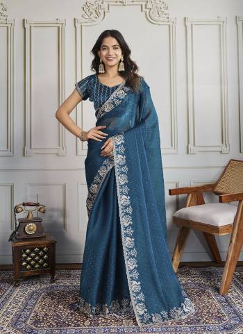 Attrective These Party Wear Saree in Fine Colored.These Saree Are Burberry Silk And Blouse is Burberry Silk Fabricated.Its Beautified With Designer Embroidery,Stone Work.