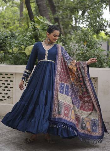 Garb These Beautiful Party Wear Readymade Long Gown With Dupatta.These Gown is Fabricated On Roman Silk And Muslin Crochet Dupatta.Its Beautified With Mirror Lace Work And Printed Dupatt.