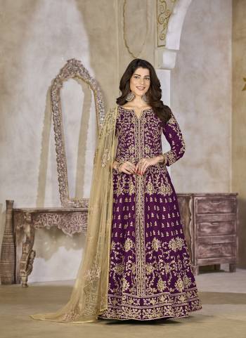 Looking These Beautiful Party Wear Fine Color Anarkali Suits.These Top Are Art Silk And Dupatta Are Net And Bottom Art Silk Fabricated.Its Beautified With Designer Embroidery Work.