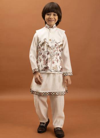 Attrective These Party Wear Readymade Kids Wear Kurta Payjama With Jacket Pair in Fine Colored.These Kurta Payjama And Jacket Are Viscose Silk Fabricated on Pair.Its Beautified With Designer Multy Thread,Sequance Embroidery Work.