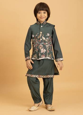 Attrective These Party Wear Readymade Kids Wear Kurta Payjama With Jacket Pair in Fine Colored.These Kurta Payjama And Jacket Are Viscose Silk Fabricated on Pair.Its Beautified With Designer Multy Thread,Sequance Embroidery Work.