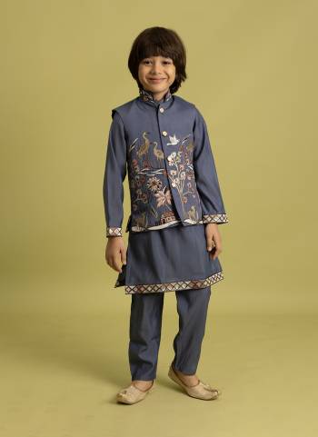 Attrective These Party Wear Readymade Kids Wear Kurta Payjama With Jacket Pair in Fine Colored.These Kurta Payjama And Jacket Are Viscose Silk Fabricated on Pair.Its Beautified With Designer Multy Thread,Sequance Embroidery Work.