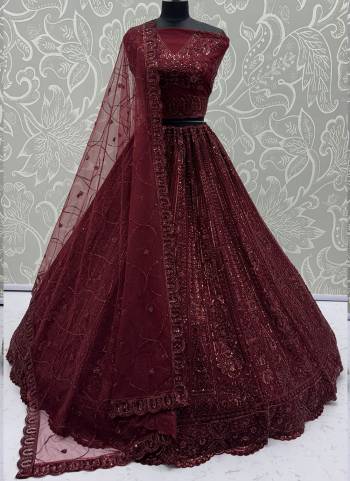 For A Fancy Designer Look,Grab These Lehenga Choli With Dupatta in Fine Colored.These Lehenga And Choli Are Net And Dupatta Are Fabricated On Net Pair.Its Beautified With  Motif,Thread, Sequance Embroidery Work. 