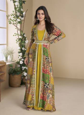 Attractive These Party Wear Free Size Stitched Gown With Shrug in Fine Colored.These  Gown And Shrug Are Georgette Fabriced Pair.Its Beautified With Designer Printed,Embroidery Work.