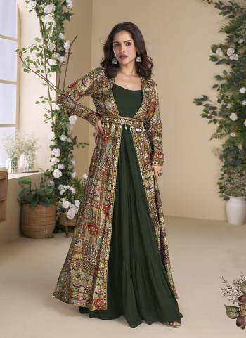 Attractive These Party Wear Free Size Stitched Gown With Shrug in Fine Colored.These  Gown And Shrug Are Georgette Fabriced Pair.Its Beautified With Designer Printed,Embroidery Work.