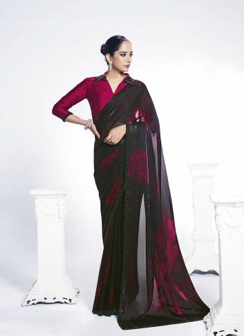 Look Attractive These Designer Party Wear Saree in Fine Colored.These Saree Are Two Tone Satin Silk And Blouse Satin Silk is Fabricated.Its Beautified Beads Embroidery Work Desiger With Digital Printed.