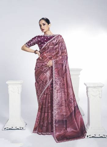 Look Attractive These Designer Party Wear Saree in Fine Colored.These Saree Are Two Tone Paper Silk And Blouse Two Tone Paper Silk is Fabricated.Its Beautified Embroidery With Stone Hand  Work Desiger With Digital Printed.