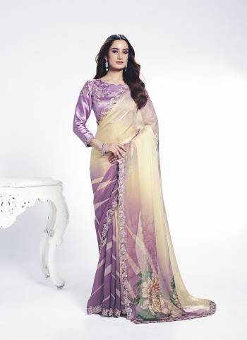 Look Attractive These Designer Party Wear Saree in Fine Colored.These Saree Are Two Tone Satin Silk And Blouse Satin Silk is Fabricated.Its Beautified Sequance Embroidery With Stone Hand  Work Desiger With Digital Printed.