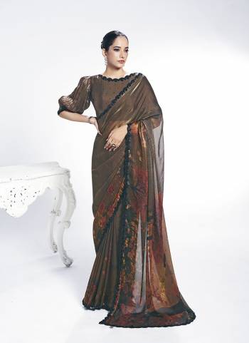 Look Attractive These Designer Party Wear Saree in Fine Colored.These Saree Are Two Tone Satin Silk And Blouse Two Tone Satin Silk is Fabricated.Its Beautified Beads Embroidery Work Designer With Digital Printed.