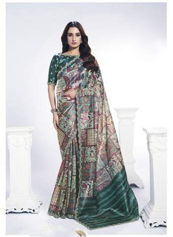 Look Attractive These Designer Party Wear Saree in Fine Colored.These Saree Are Two Tone Paper Silk And Blouse Two Tone Paper Silk is Fabricated.Its Beautified Embroidery With Stone Hand  Work Desiger With Digital Printed.