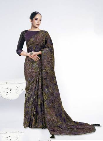 Look Attractive These Designer Party Wear Saree in Fine Colored.These Saree Are Brosso And Blouse Raw Silk is Fabricated.Its Beautified Embroidery With Stone Hand  Work Desiger With Digital Printed.