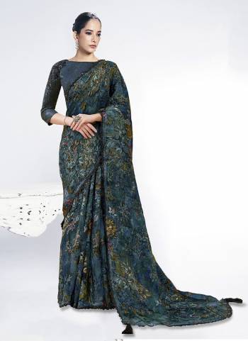 Look Attractive These Designer Party Wear Saree in Fine Colored.These Saree Are Brosso And Blouse Raw Silk is Fabricated.Its Beautified Embroidery With Stone Hand  Work Desiger With Digital Printed.