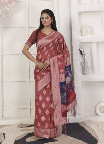 Garb These Fastive And Party Wear Saree in Fine Colored.These Saree And Blouse is Fabricated On Linen Cotton.Its Beautified With Heavy Woven Designer With Digital Printed.