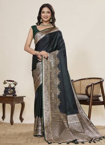 Garb This Party Wear Saree Paired With Blouse.This Saree And Blouse Are Satin Silk Fabric With Woven Jari Border Galla Designer. Buy This Pretty Saree Now.