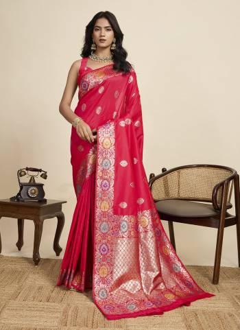 Looking This Party Wear Saree Paired With Blouse.This Saree And Blouse Are Soft Silk Fabric With Woven Jacquard Designer. Buy This Pretty Saree Now.
