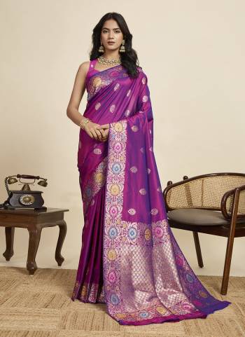 Looking This Party Wear Saree Paired With Blouse.This Saree And Blouse Are Soft Silk Fabric With Woven Jacquard Designer. Buy This Pretty Saree Now.