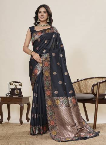 Looking This Party Wear Saree Paired With Blouse.This Saree And Blouse Are Soft Silk Fabric With Woven Jacquard Designer. Buy This Pretty Saree Now.