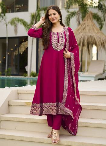 Garb These Readymade Suit in Fine Colored Pair With Bottom And Dupatta.These Top And Bottom Are Fabricated On C P Vichitra Pair With C P Vichitra Dupatta.Its Beautified With Designer Embroidery Work.